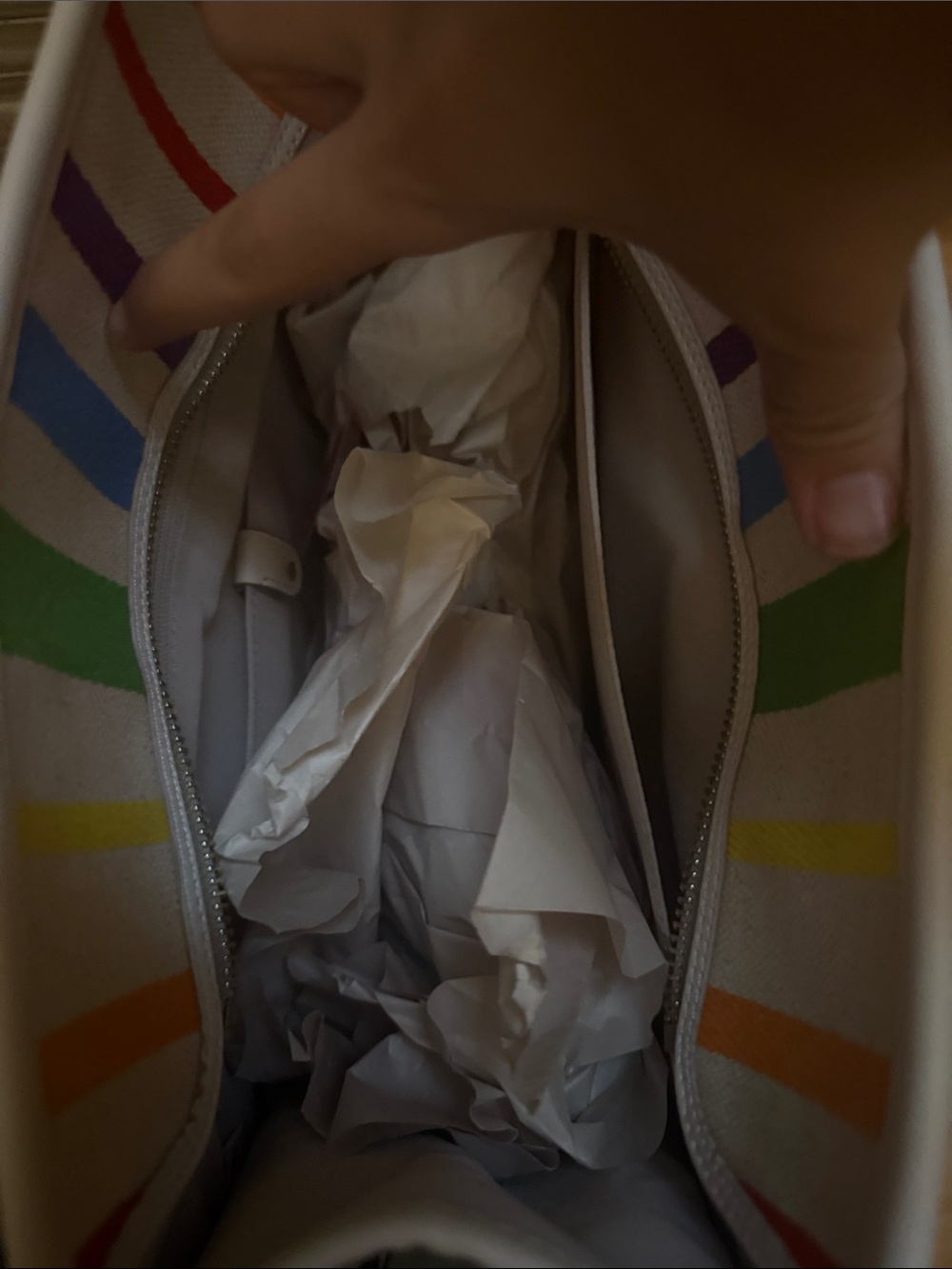 kate spade White Multicolor Rainbow Stripe Tote NWOT - Picture 7 of 12